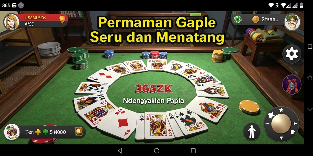 Tampilan gameplay Gaple yang seru dan interaktif di 365ZK.