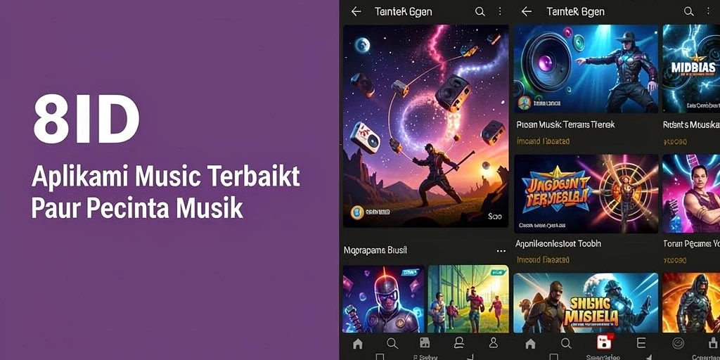 Tampilan antarmuka 8ID dengan fitur musik interaktif yang menarik.