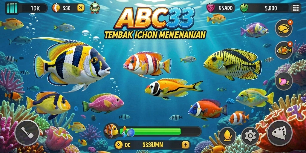 Screenshot game ABC33 yang menunjukkan aksi menembak ikan yang mendebarkan.