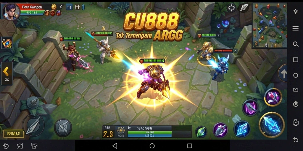 Tampilan gameplay mendebarkan dalam CU888 dengan pertarungan intens di dunia ARPG.