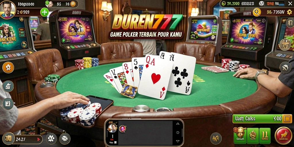 Screenshot DUREN777 menampilkan gameplay poker yang menarik dan kompetitif.
