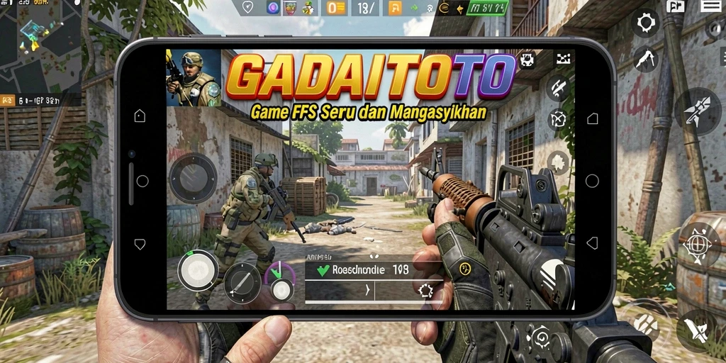 Tampilan gameplay GADAITOTO dengan aksi menembak yang seru.