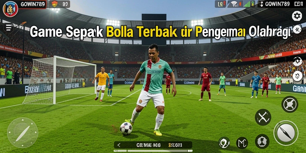 Tampilan gameplay nyata dalam permainan sepak bola yang menarik.