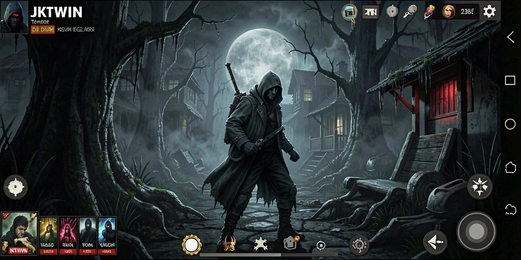 Tampilan gameplay JKTWIN yang mencekam dan penuh ketegangan.