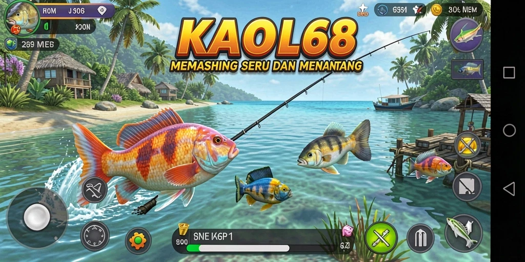 Tampilan gameplay KAOL68 yang menampilkan aksi memancing yang seru.
