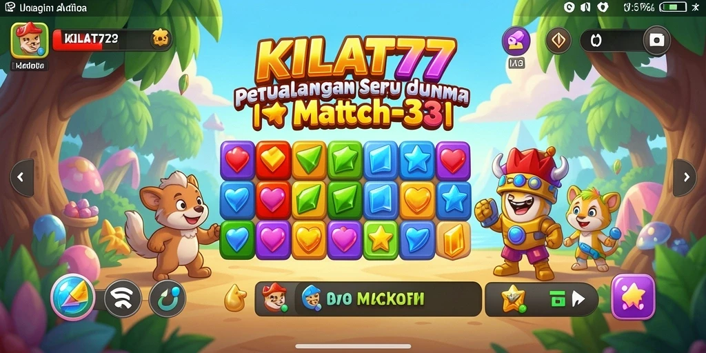 Tampilan gameplay KILAT77 dengan level Match-3 yang menantang.