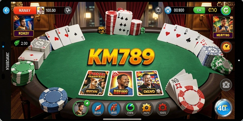 Tampilan gameplay Poker yang menegangkan di KM789.