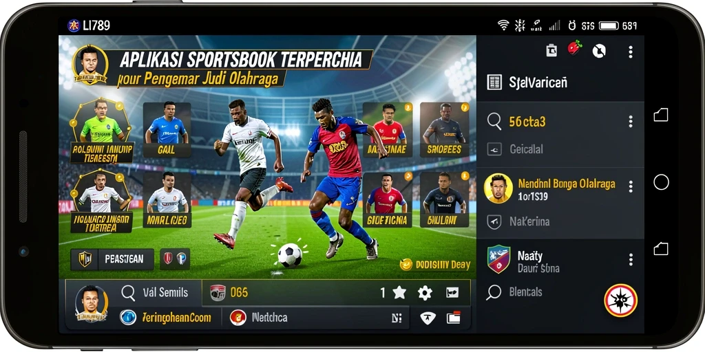 Tangkapan layar LI789 menampilkan antarmuka aplikasi Sportsbook yang menarik.