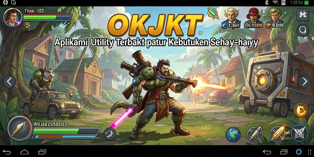 Tampilan utama aplikasi OKJKT menampilkan fitur utilitas praktis.