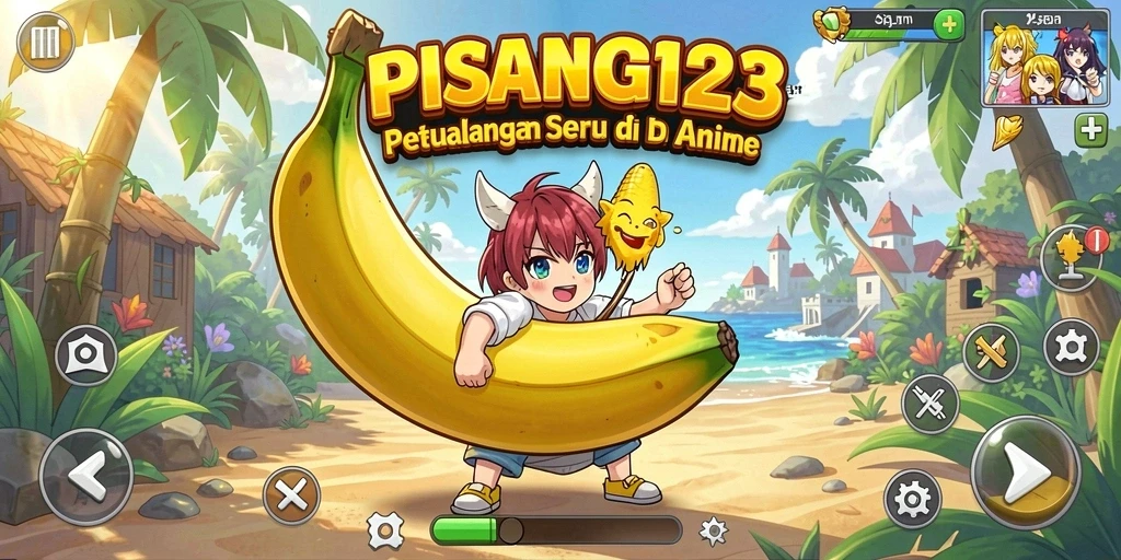 Tangkapan layar menampilkan pertarungan seru di PISANG123 dengan karakter anime.