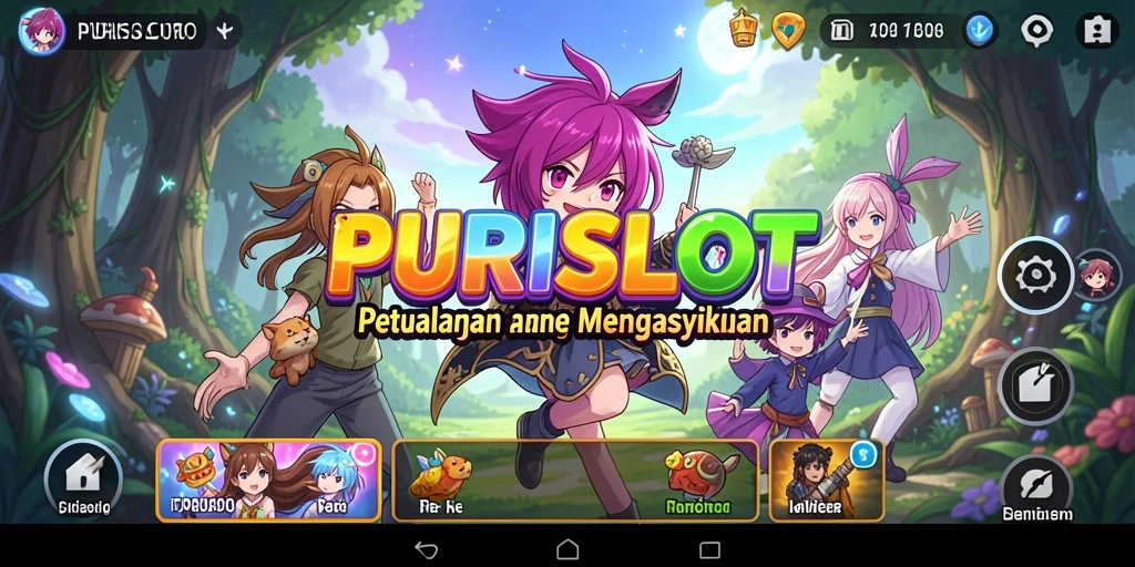 Tangkapan layar gameplay PURISLOT menampilkan aksi karakter Anime yang dinamis.