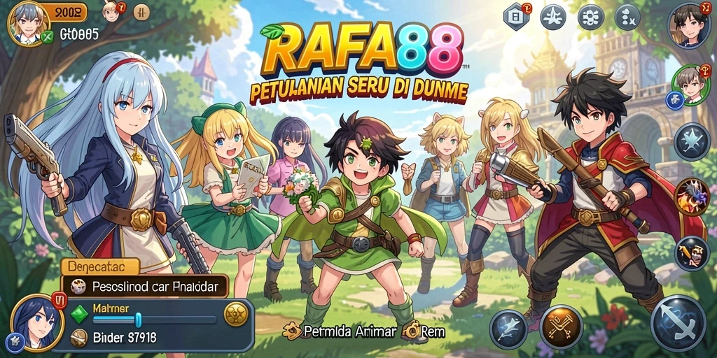 Tangkapan layar gameplay RAFA88 menampilkan aksi seru penuh karakter anime.