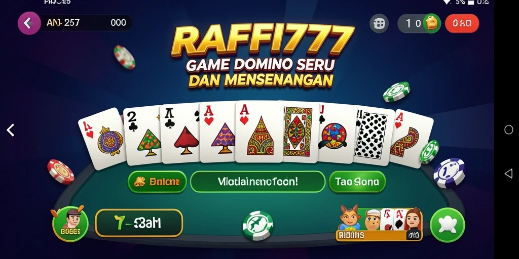 Screenshot utama RAFFI777 menampilkan gameplay Domino yang menarik.