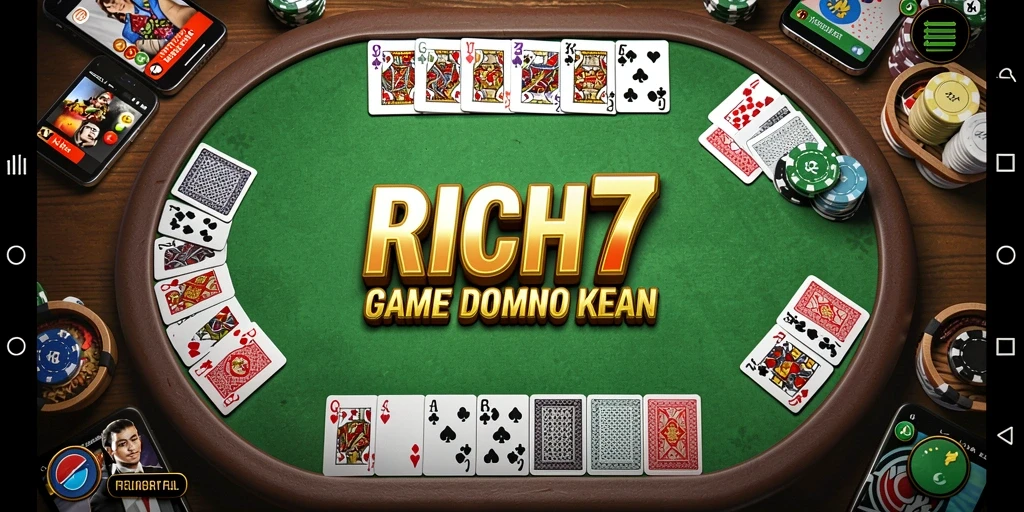 Tampilan utama gameplay Domino di RICH7 yang menegangkan.