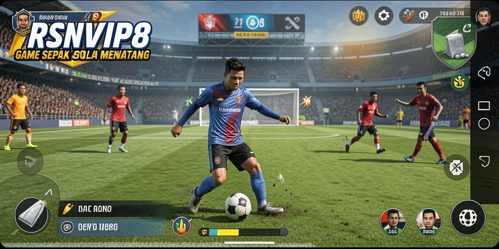 Tampilan gameplay <strong>RSNVIP8</strong> dengan aksi seru di lapangan sepak bola.