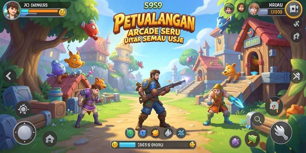 Screenshot S9S9 menunjukkan pemain beraksi dalam gameplay arcade yang seru.