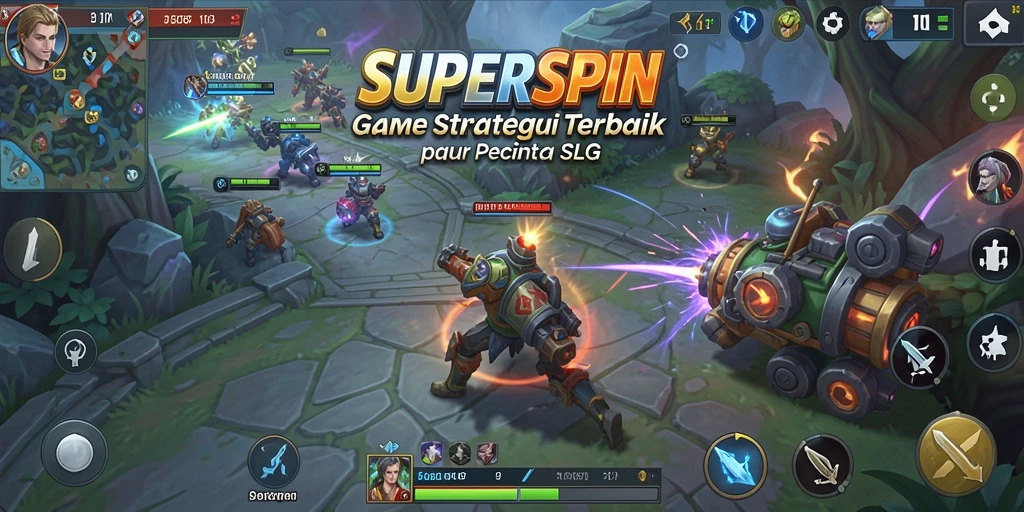 Screenshot SUPERSPIN menunjukkan aksi gameplay dan strategi yang mendebarkan.